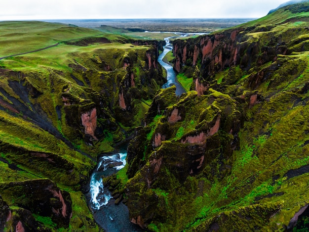 Unique landscape of Fjadrargljufur in Iceland.