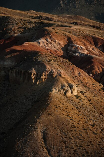 The unique landscape of the martian mountains in summer in altai