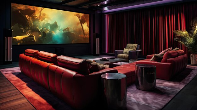 Photo unique mansion theater vibrant seating museumquality art