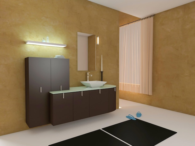 독특하고 현대적인 욕실 인테리어 디자인 3d 렌더링 영감
