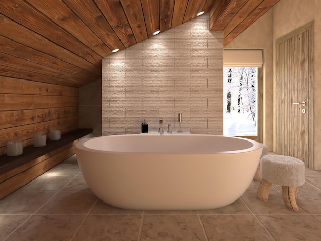 уникальный современный дизайн интерьера ванной комнаты 3d рендеринг вдохновение