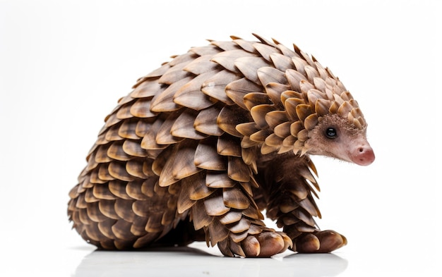 Unique Pangolin on White Background