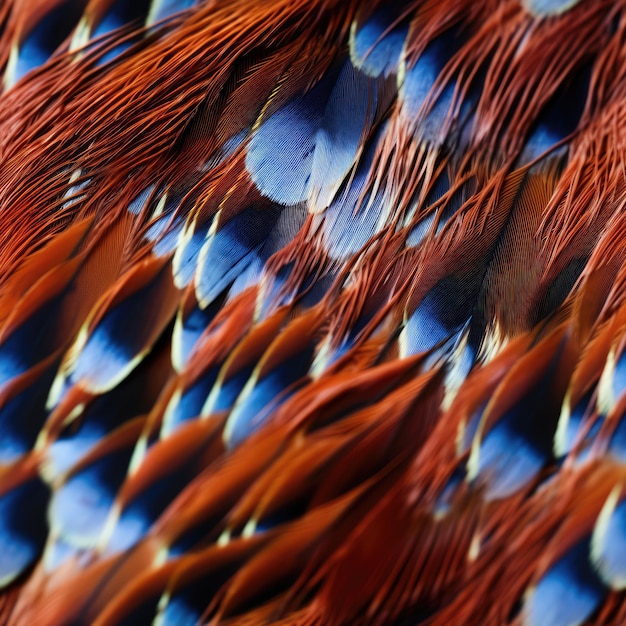 The unique pattern on a piece of feather on a pheasant