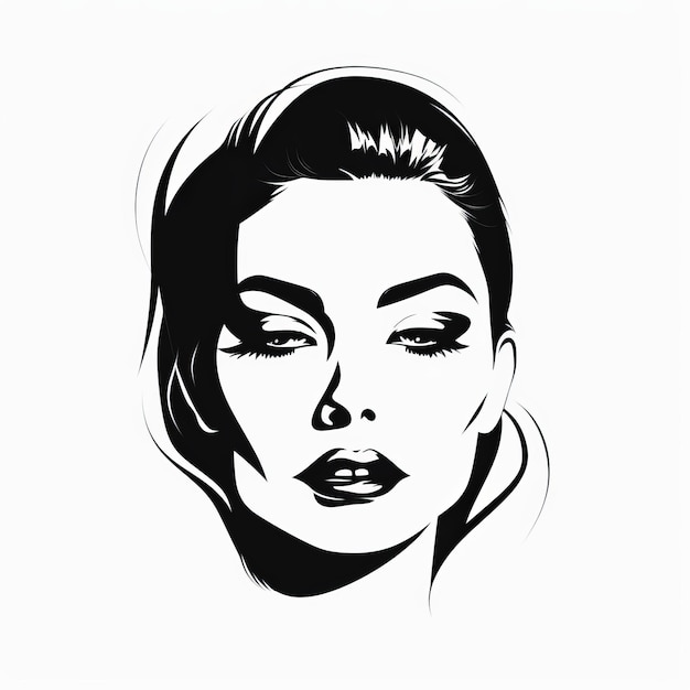 Unique Retro Glamour Fashion Illustration Of A Strong Female Face