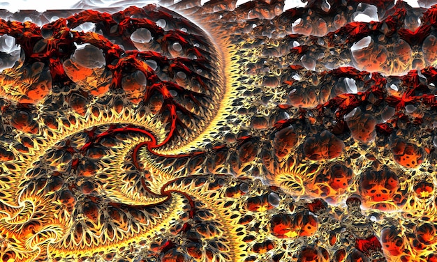 Foto un frattale a spirale unico sotto forma di un paesaggio fantastico. illustrazione 3d