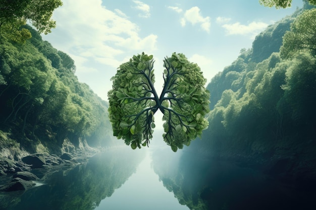 写真 人間の肺に似たユニークな木の形成は,医学と自然の概念に適しています.