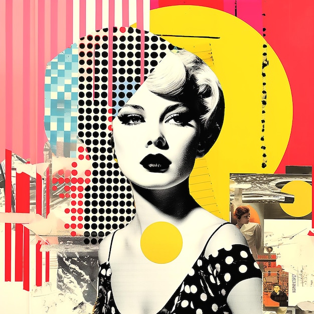 Unique vintage collage concept in pop art style A surreal and aesthetic dream Digital mixed media