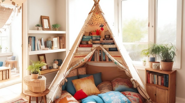 A unique wooden bookshelf