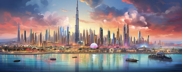アラブ首長国連邦 ドバイ 都市空間の眺め ジェネレーティブ AI