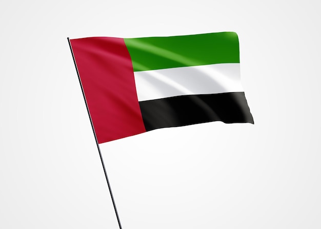 United Arab Emirates flag flying high in the isolated background December 02th independence day