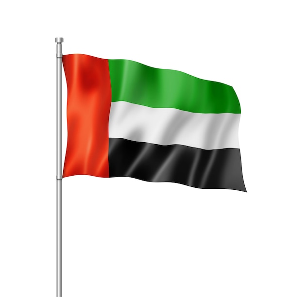 Photo united arab emirates flag three dimensional render isolated on white