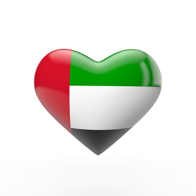 United Arab Emirates heart flag 3D rendering