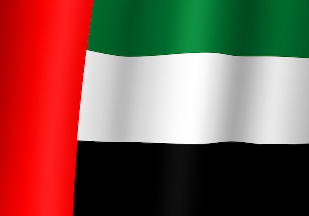 United arab emirates national flag 3d illustration close up view