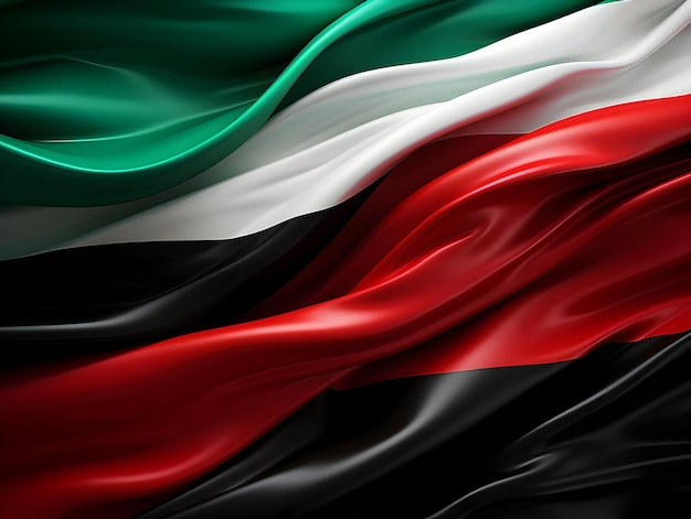 Photo united arab emirates national flag background uae flag weaving made by silk cloth fabric uae theme