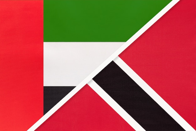 United Arab Emirates or UAE and Trinidad and Tobago, symbol of two national flags from textile.