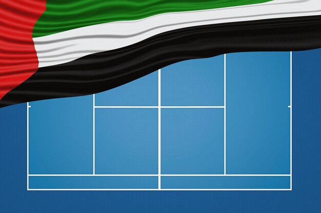 United Arab Emirates Wavy Flag Tennis Court Hard court