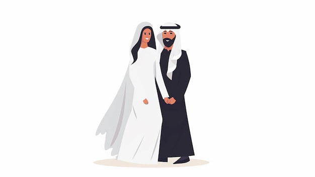 united Arab Emirates wedding couple vector flat minimalist