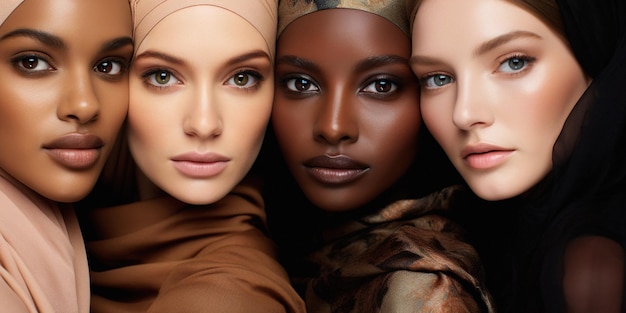 Photo united beauty diverse skin tones