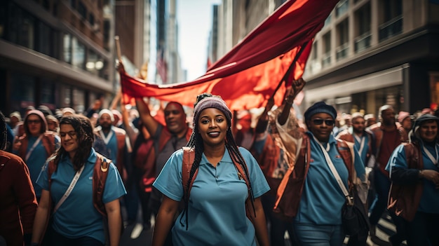 United by Purpose Workers Holding Profession Banners on Labor Day