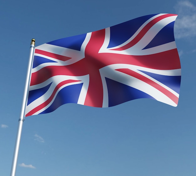 Photo united kingdom flag 3d illustration on blue sky