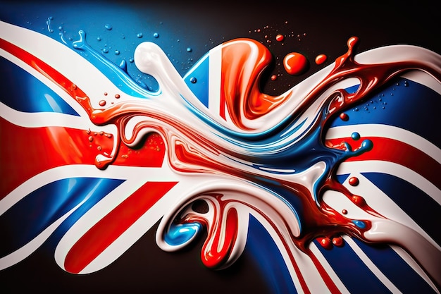 United Kingdom flag drawn with liquid paint fade AI generated