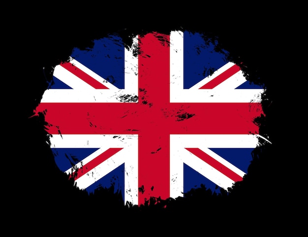 United kingdom flag painted on black stroke brush background