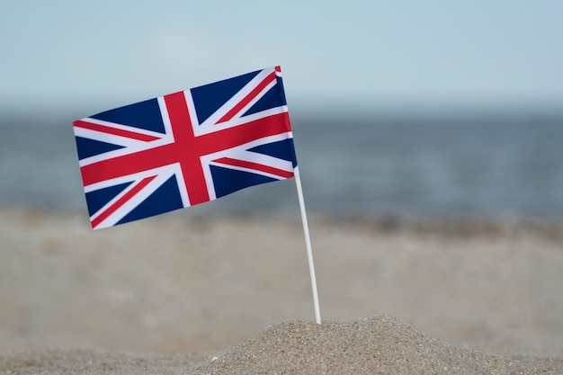 United kingdom flag on the sand