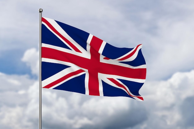 Photo united kingdom flag on sky background 3d illustration