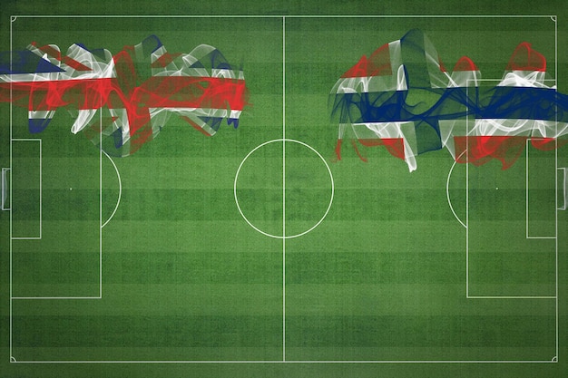 United Kingdom vs Norway Soccer Match national colors national flags soccer field football game Competition concept Copy space