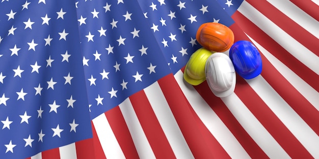 соединенные штаты америки сша флаг на каске символ 4 четвертое июля день труда работа работа карьера сотрудник президент правительство мемориал демократия свобода независимость праздновать фестиваль3d визуализировать