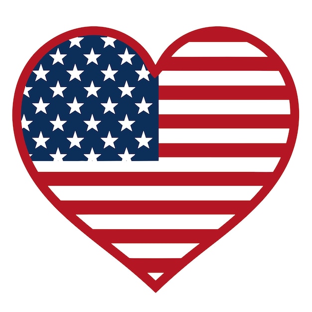 United States of America flag in heart shape Vector illustration design