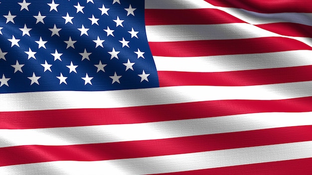 Bandiera degli stati uniti d'america, con texture tessuto ondeggiante