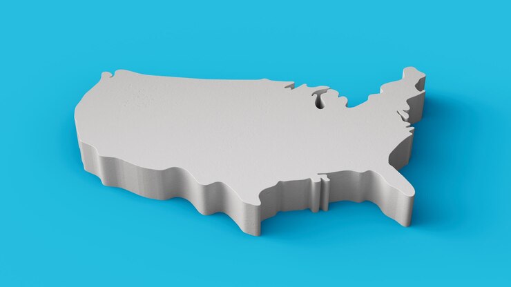 United States of America Map 3D illustration of US map USA