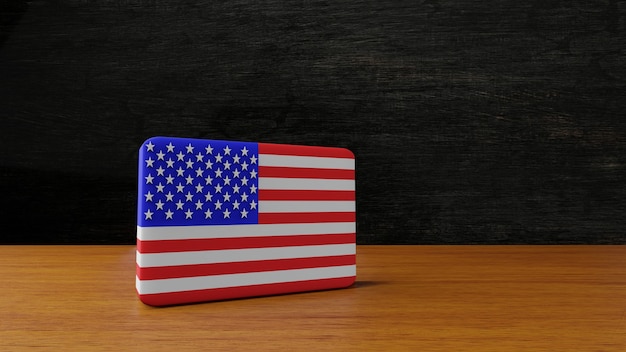 United States of America square flag 3d rendering