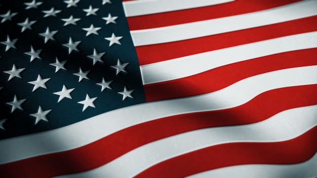 United States of America waving flag. Flag of USA. 3d Rendering.