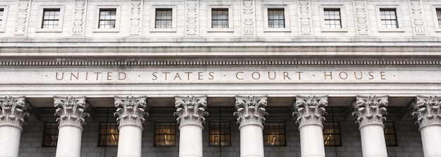 United States Court House. Courthouse facade with columns, lower Manhattan, New York