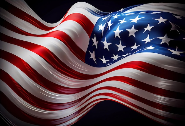 Photo united states flag on black background free space top wiew generate ai