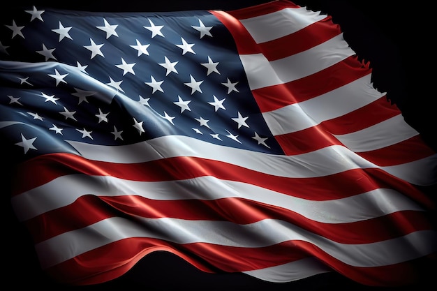 United States Flag On Black Background Generative Ai