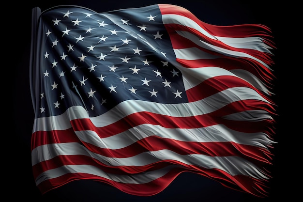 United States Flag On Black Background Generative Ai