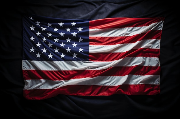 United states flag on black background