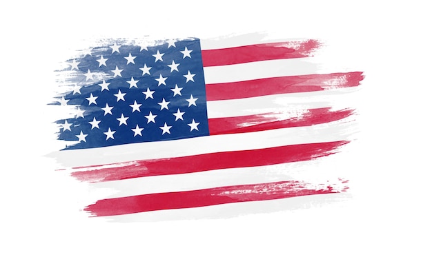 United States flag brush stroke, national flag on white background