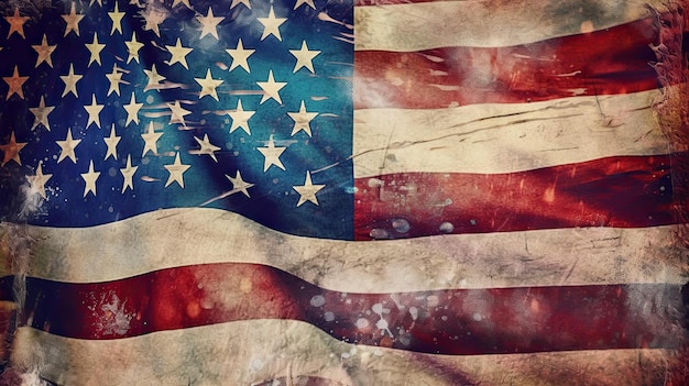 Photo the united states flag on a grunge backdrop ideal as a background for 4th of july celebrations generative ai