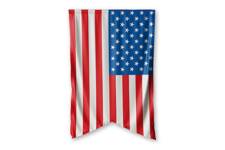 Photo united_states フラグが白い壁の背景画像にハングアップします。