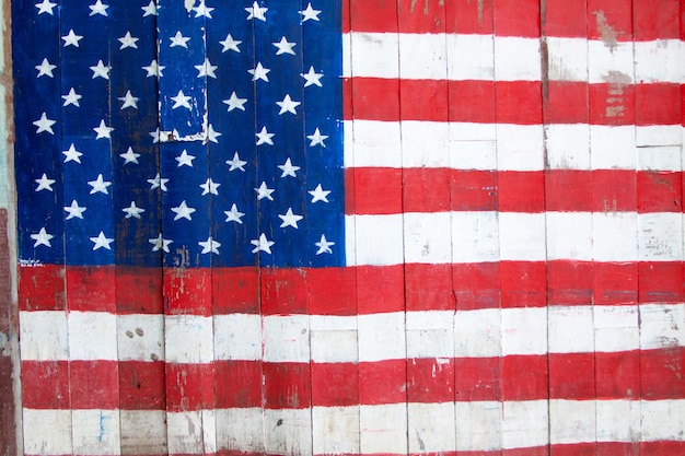 Photo united states flag painted on old wooden boards