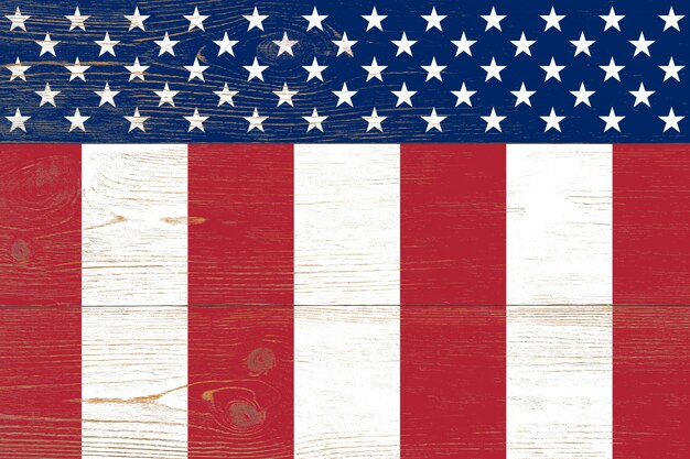 United States flag painted on wooden planks