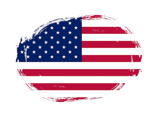 United states flag in rounded stroke brush background