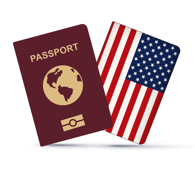 United States Flag with Passport