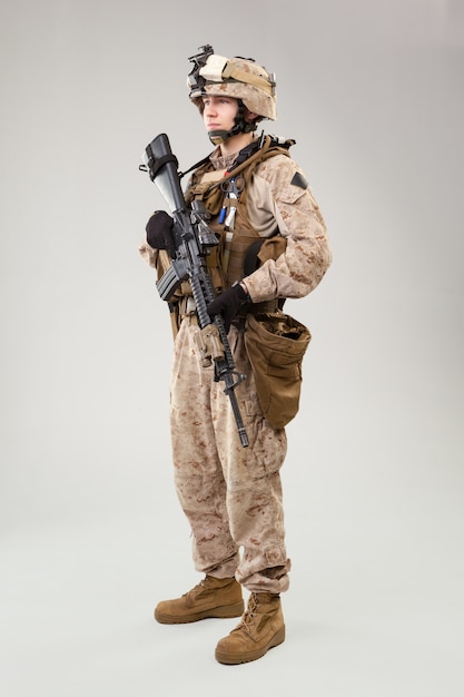 Photo united states marine corps special operations command  raider with weapon.