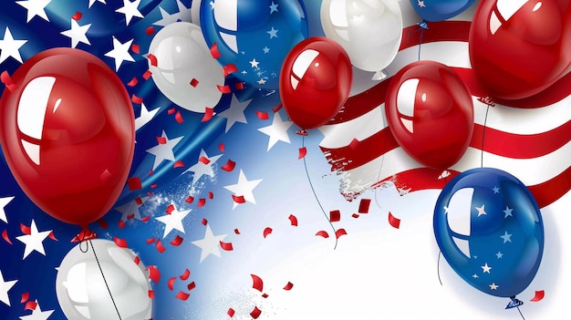 United States patriotic background with balloons and confetti Vector illustration