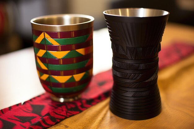 Photo a unity cup next to a kwanzaa kinara